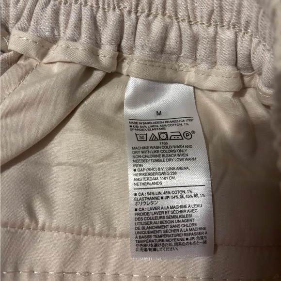 NWT Banana Republic Linen Wide Leg Cropped Pull On Pants in Flax Medium - Picture 6 of 10